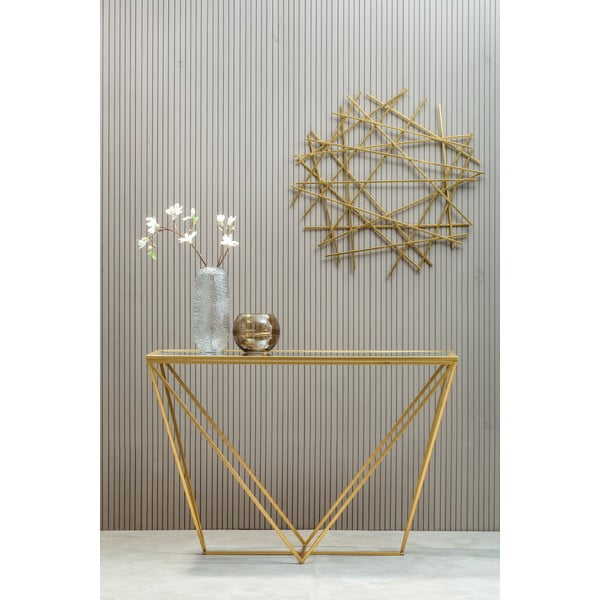 Konsolinis staliukas auksinės spalvos su stikliniu stalviršiu 40x120 cm Farran – Premier Housewares-image-1
