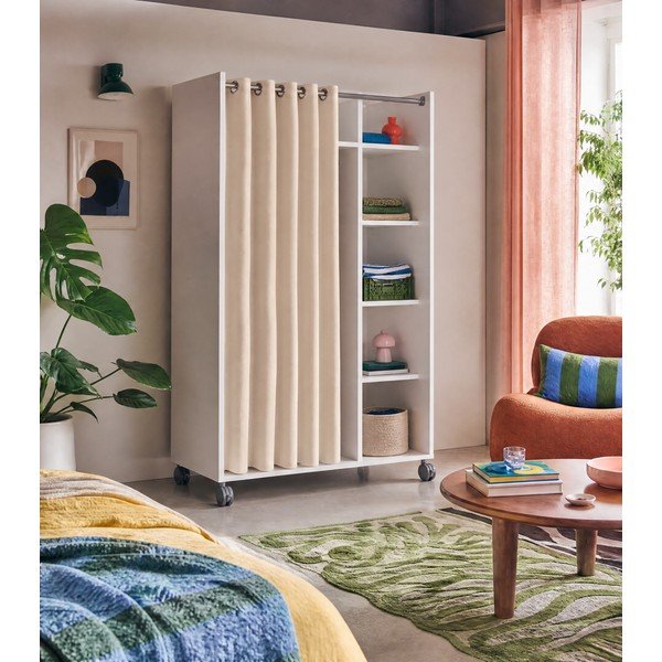 Drabužių spinta baltos spalvos/smėlio spalvos 100x160 cm Kit – Tvilum-image-1