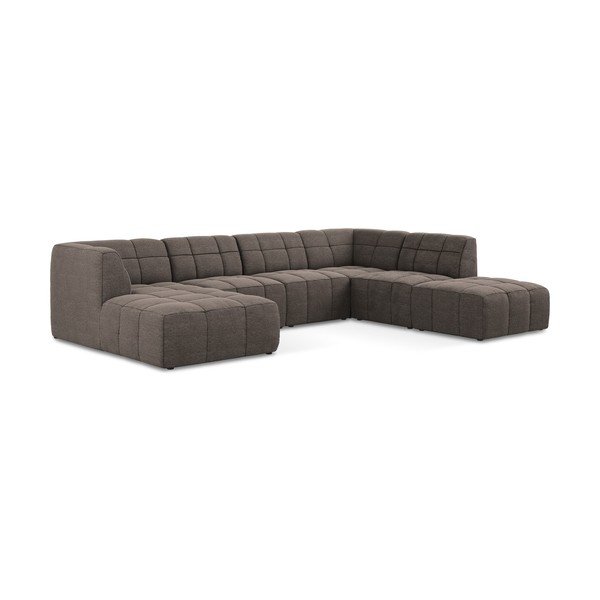 Rudos spalvos kampinė sofa iš boucle („U“ formos) Aloha – Makamii-image-2