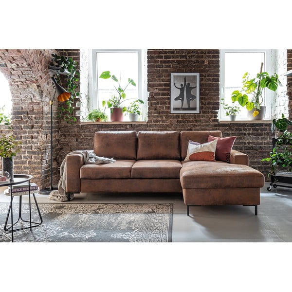 Ruda sofa-lova iš dirbtinės odos Miuform Lofty Lilly Vintage, dešinysis kampas-image-4