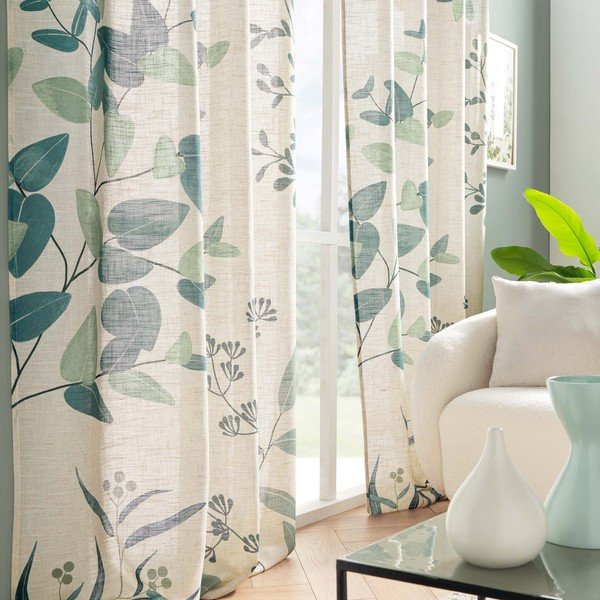 Žalios spalvos/smėlio spalvos užuolaida 140x260 cm Botanica – douceur d'intérieur-image-2