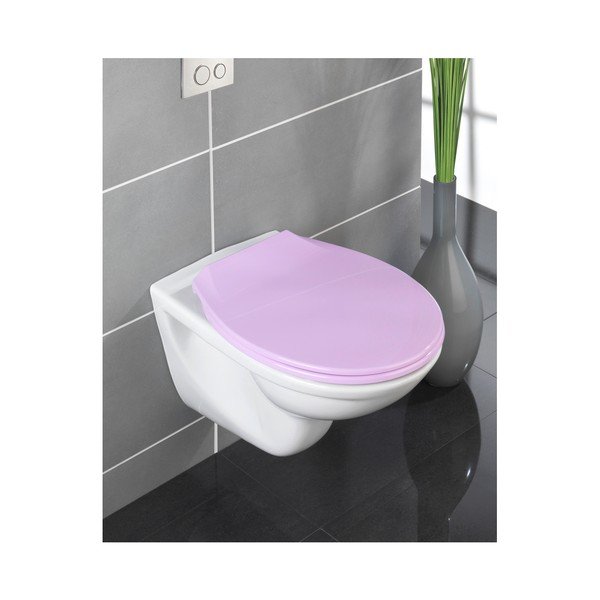 Rožinės spalvos klozeto sėdynė su lengvu uždarymu "Wenko Kos", 44 x 37,5 cm-image-1