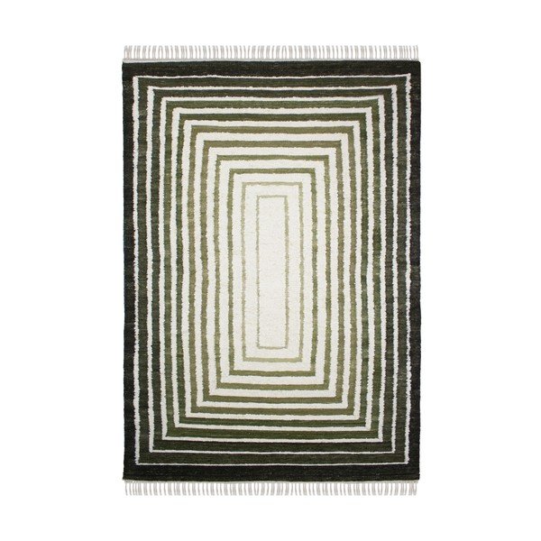 Rankų darbo žalios spalvos iš vilnos mišinio kilimas 160x230 cm Boucle Frame – Flair Rugs