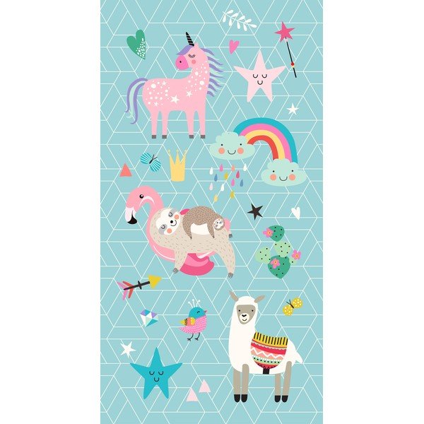 Mėlynos spalvos vaikams iš velveto paplūdimio rankšluostis 75x150 cm Moody – Good Morning