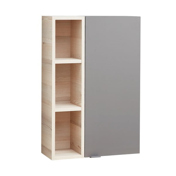 Pilkos spalvos/natūralios spalvos pakabinama vonios daiktadėžė iš pušies 70x45 cm Quickset 394 – Pelipal