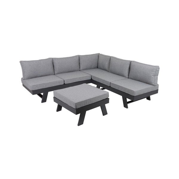 Pilkos spalvos iš aliuminio sodo poilsio baldų komplektas 4 žmonėms Donna – Garden Pleasure