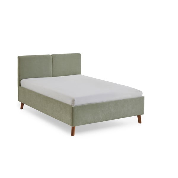 Šviesiai žalios spalvos dvigulė lova audiniu dengta su lovos grotelėmis 140x200 cm Piano – Meise Möbel