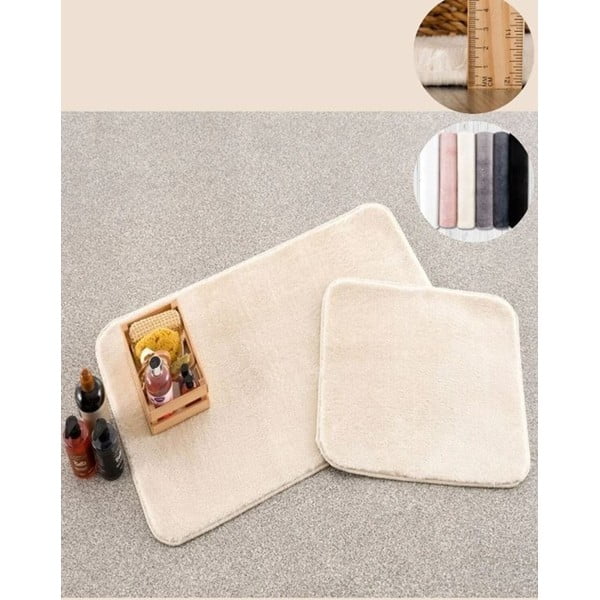 Vonios kilimėliai kreminės spalvos 2 vnt. 50x90 cm Plush – Mila Home-image-2