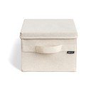 Smėlio spalvos iš tekstilės daiktadėžė su dangčiu 27x36x19 cm Soft Storage Small – Bigso