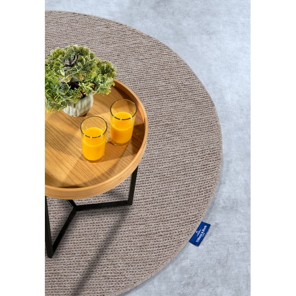 Rankų darbo iš vilnos apvalios formos kilimas šviesiai rudos spalvos ø 160 cm Francois – Villeroy&Boch-image-2