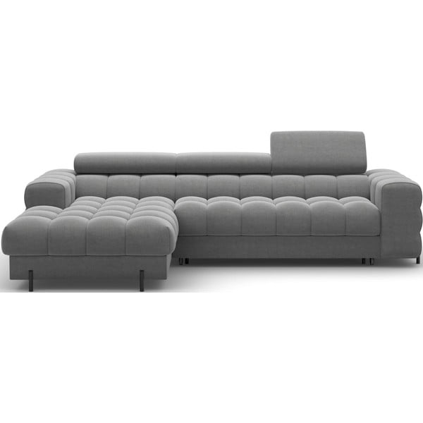 Taupe spalvos iš velveto sulankstoma/su sandėliavimo vieta kampinė sofa (su kairiuoju kampu/su gultu) Felro – ELTAP