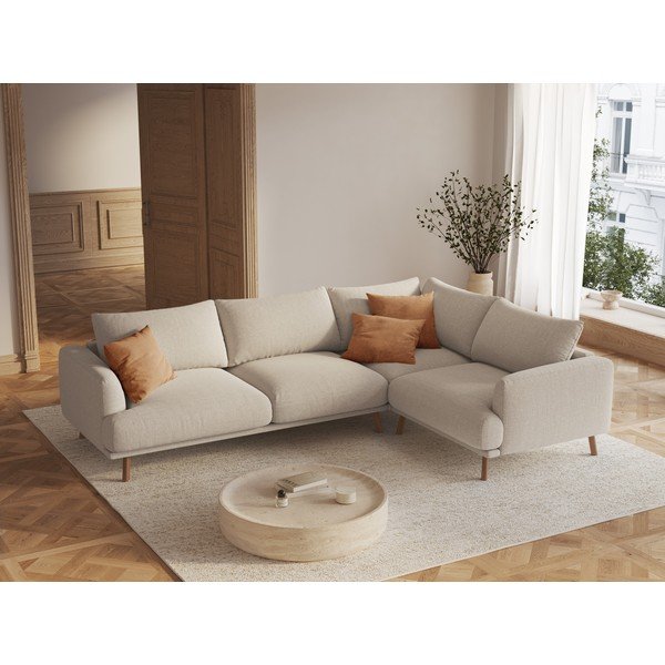 Smėlio spalvos kampinė sofa (su dešiniuoju kampu/su gultu) Naomi – Micadoni -image-1