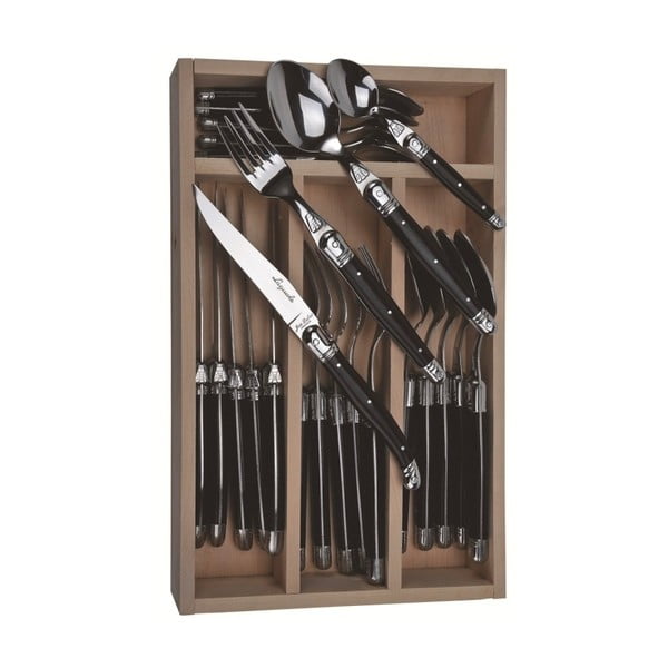 24 dalių juodų stalo įrankių rinkinys laikymo dėžutėje "Jean Dubost