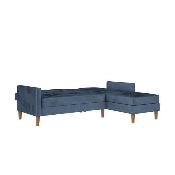 Iš velveto sulankstoma kampinė sofa mėlynos spalvos (kintama) Lilly – Støraa-image-4