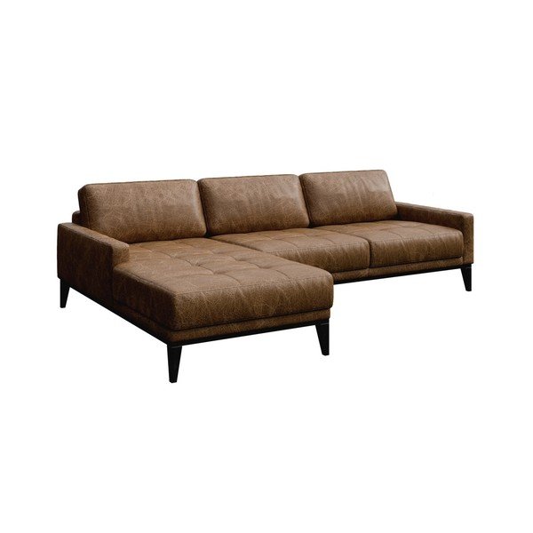 Ruda odinė kampinė sofa MESONICA Musso Tufted, kairysis kampas-image-2