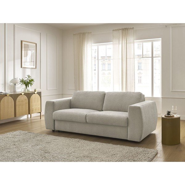 Smėlio spalvos sofa miegojimui/sulankstoma iš šenilinio audinio 240 cm Hugo – Bobochic Paris-image-1