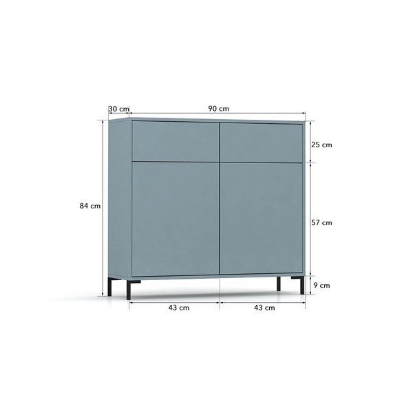 Žema šoninė spintelė šviesiai mėlynos spalvos 90x84 cm Wilson – Really Nice Things-image-3