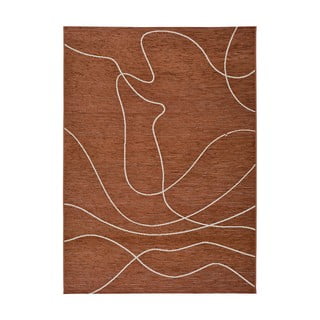 Tamsiai oranžinis lauko kilimėlis su medvilne Universal Doodle, 57 x 110 cm