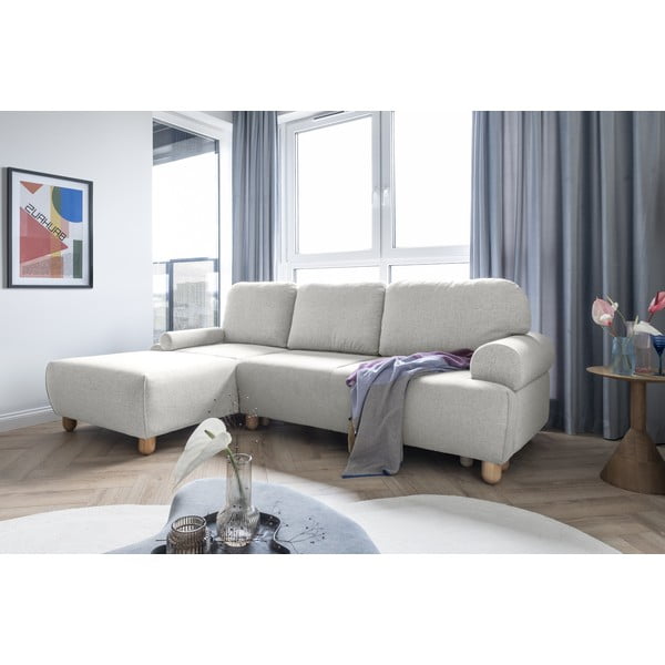 Kreminė kampinė sofa-lova (kairysis kampas) Bouncy Olli - Miuform-image-4