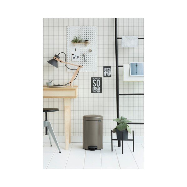 "Brabantia Newicon" rudai pilkos spalvos šiukšliadėžė su pedalais, 12 l-image-1