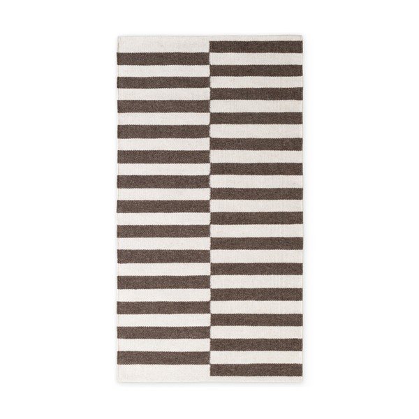 Apverčiamas/rankų darbo baltos spalvos/rudos spalvos iš vilnos kilimas 80x150 cm Vika – Hanse Home