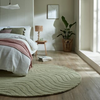 Rankų darbo iš vilnos apvalios formos kilimas khaki spalvos ø 160 cm Mesmerise Sage – Flair Rugs