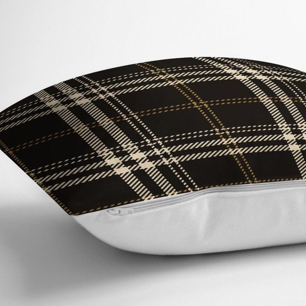 Juodos ir smėlio spalvos dekoratyviniai užvalkalai minimalistiniai pagalvių užvalkalai flanelė, 35 x 55 cm-image-1