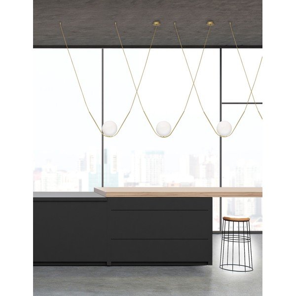Baltos spalvos/žalvario spalvos iš metalo kabantis šviestuvas su stiklo gaubtu Vitton – Nova Luce-image-1