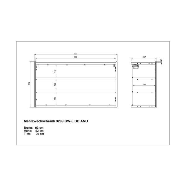 Kreminės spalvos pakabinama spintelė iš ąžuolo 93x52x29 cm Libbiano – Germania-image-4