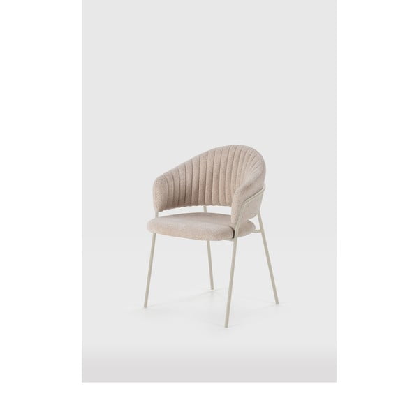 Smėlio spalvos iš audinio valgomojo kėdžių komplektas su porankiais 2 vnt. Leticia – Marckeric-image-1