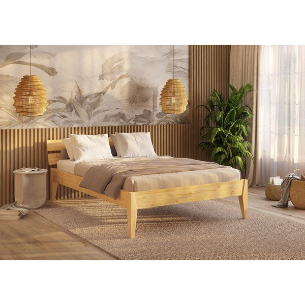 Iš pušies masyvo dvigulė lova natūralios spalvos 140x200 cm Torino – Olivia Living-image-3