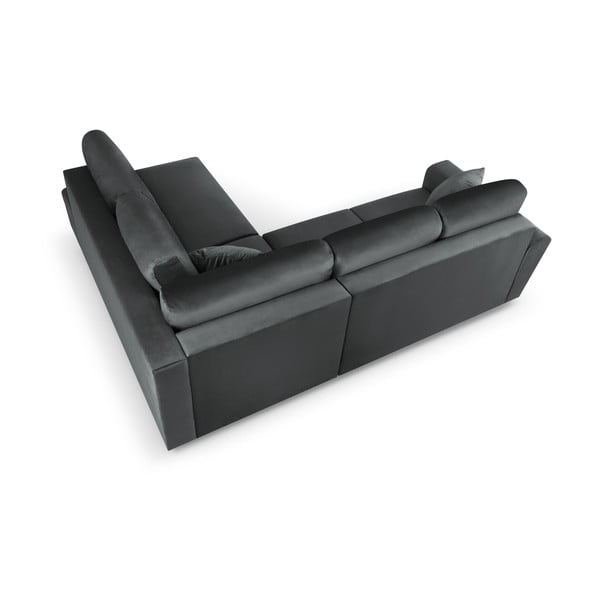 Tamsiai pilkos spalvos iš velveto sulankstoma/su sandėliavimo vieta kampinė sofa (su dešiniuoju kampu/„L“ formos) Kyoto – Cosmopolitan Design-image-4