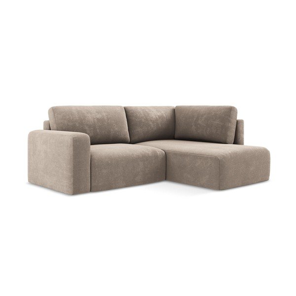 Smėlio spalvos sulankstoma/su sandėliavimo vieta kampinė sofa iš šenilinio audinio (su dešiniuoju kampu/„L“ formos) Kona – Makamii-image-2