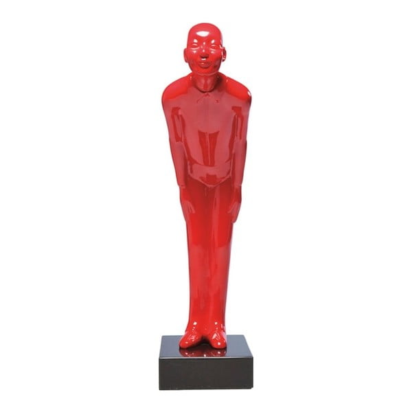 Raudona dekoratyvinė statulėlė su marmuro pagrindu Kare Design Welcome, 20 x 13 cm