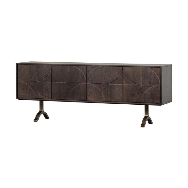 Tamsiai rudos spalvos iš mango masyvo TV spintelė 180x70x40 cm Draw – WOOOD-image-3