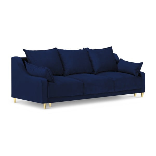 Mėlyna sofa-lova su daiktadėže Mazzini Sofas Pansy, 215 cm