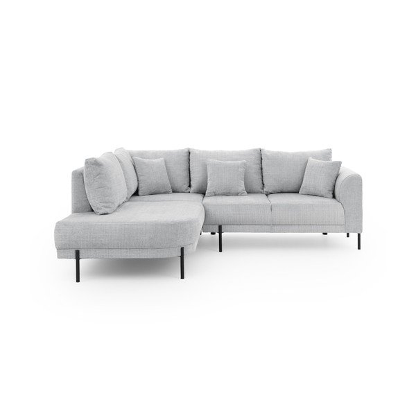 Šviesiai pilkos spalvos kampinė sofa iš šenilinio audinio (su kairiuoju kampu/„L“ formos) Mauris  – Ropez