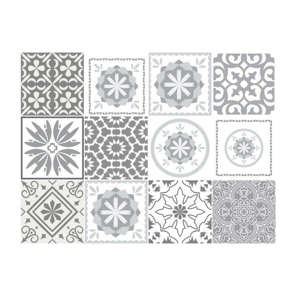 12 sieninių lipdukų rinkinys Ambiance Cement Tiles Shades of Gray Cordoba, 10 x 10 cm-image-2