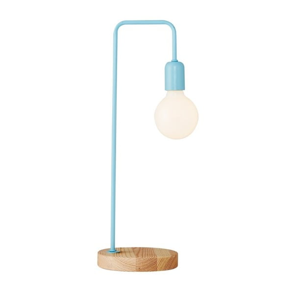 Šviesiai mėlyna stalinė lempa su mediniu pagrindu Homemania Decor Valetta