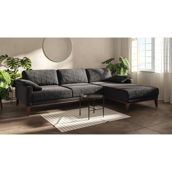 Tamsiai pilka kampinė sofa MESONICA Musso, dešinysis kampas-image-1