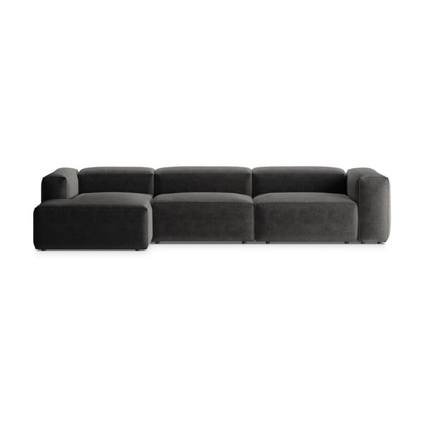 Tamsiai pilkos spalvos kampinė sofa (su kairiuoju kampu/su gultu) Bergamo – Cosmopolitan Design