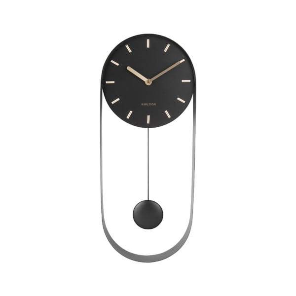 Juodas švytuoklinis sieninis laikrodis Karlsson Charm-image-1