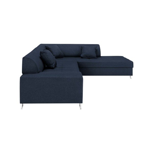 Mėlyna kampinė sofa-lova su sidabrinėmis kojelėmis "Cosmopolitan Design Orlando", dešinysis kampas-image-2