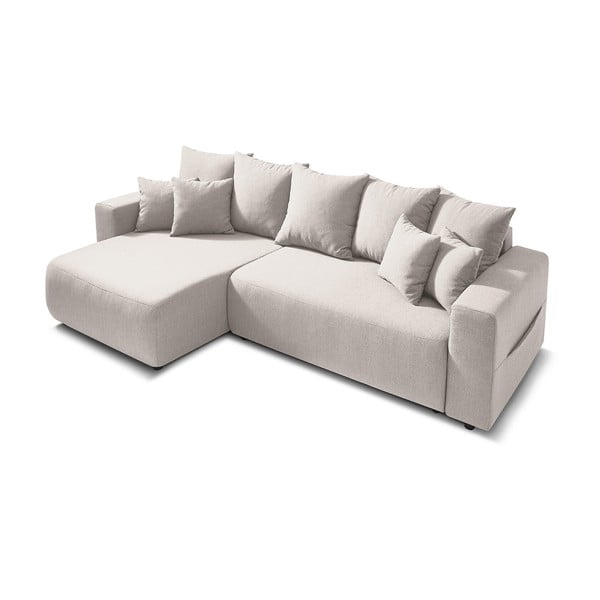Šviesiai smėlio spalvos kampinė sofa-lova Bobochic Paris Envy-image-4