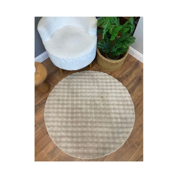 Skalbiamas apvalios formos kilimas smėlio spalvos ø 120 cm Bubbly – Oyo Concept-image-2