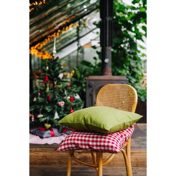 Iš lino dekoratyvinis pagalvės užvalkalas 50x50 cm Red Gingham – Linen Tales-image-4