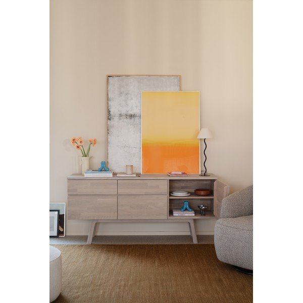 Šviesios natūralios spalvos iš ąžuolo masyvo šoninė spintelė 170x77x42 cm Cleardale – Rowico-image-3
