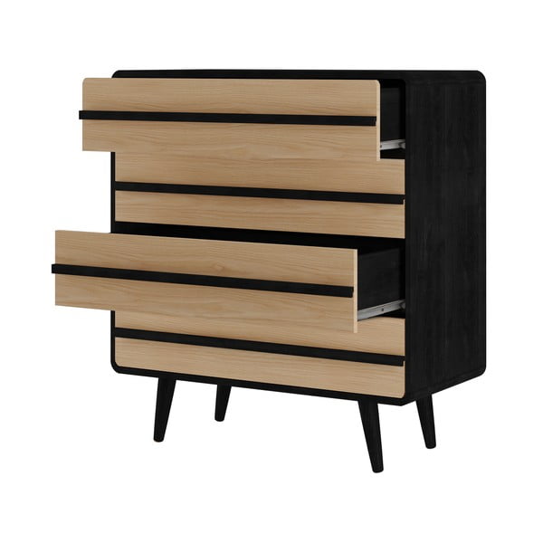 Juoda aukšta ąžuolinė komoda 80x88 cm Chantal - Støraa-image-2