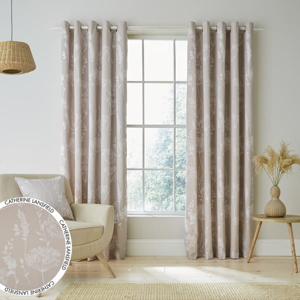 Smėlio spalvos užuolaidos, 2 vnt., 229x168 cm Meadowsweet Floral - Catherine Lansfield-image-3