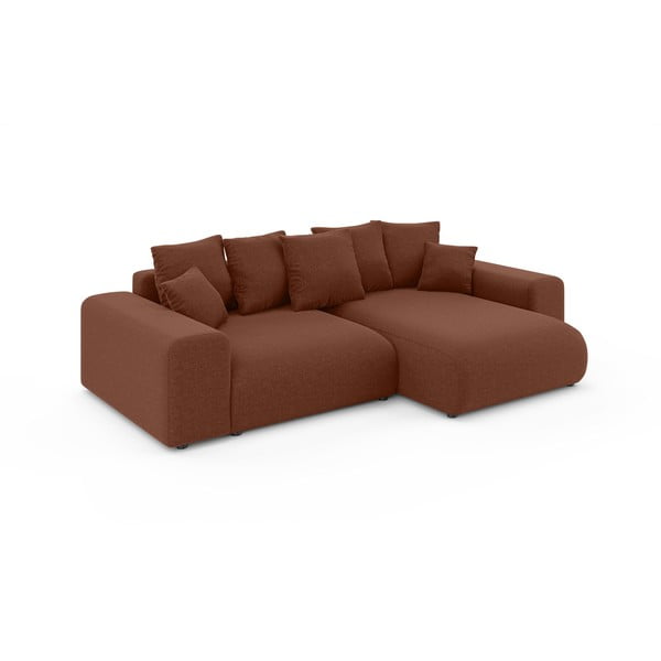 Raudonos plytų spalvos sulankstoma/su sandėliavimo vieta kampinė sofa (kintama) Luma – Ropez-image-2